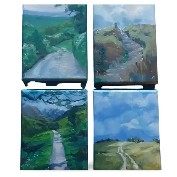 Mountain spring, Original Landscape Painting, 5x7 Mini Art - Picture 13 of 14